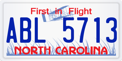 NC license plate ABL5713