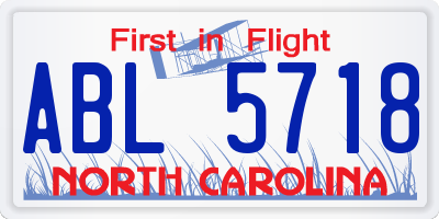 NC license plate ABL5718