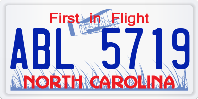 NC license plate ABL5719