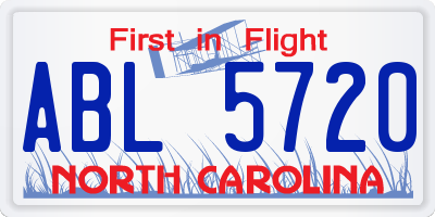 NC license plate ABL5720
