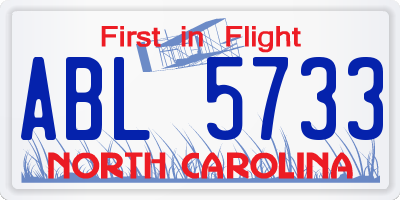 NC license plate ABL5733