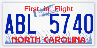 NC license plate ABL5740