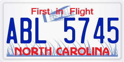 NC license plate ABL5745