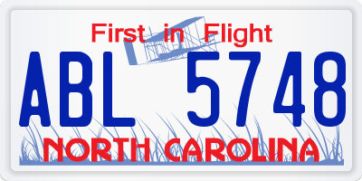 NC license plate ABL5748