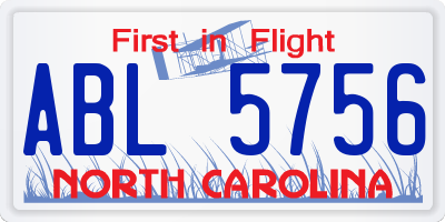 NC license plate ABL5756