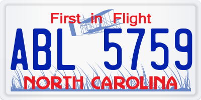NC license plate ABL5759