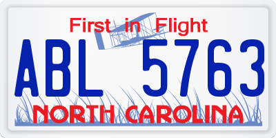 NC license plate ABL5763