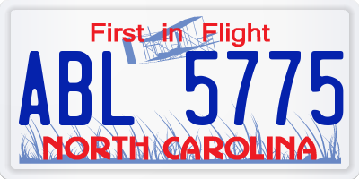 NC license plate ABL5775