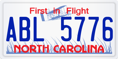 NC license plate ABL5776