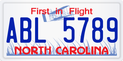 NC license plate ABL5789