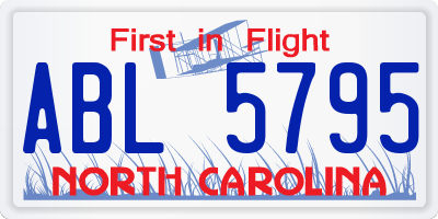 NC license plate ABL5795