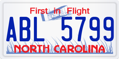 NC license plate ABL5799