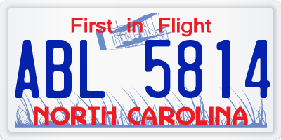 NC license plate ABL5814