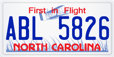 NC license plate ABL5826