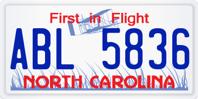 NC license plate ABL5836