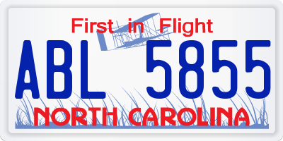 NC license plate ABL5855
