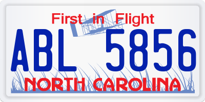 NC license plate ABL5856
