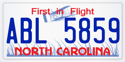 NC license plate ABL5859