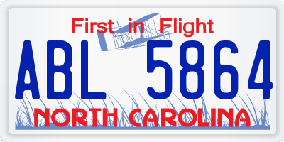 NC license plate ABL5864