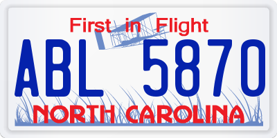 NC license plate ABL5870