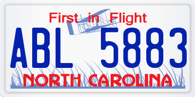 NC license plate ABL5883