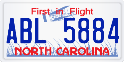 NC license plate ABL5884