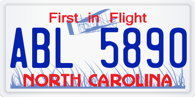 NC license plate ABL5890