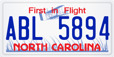 NC license plate ABL5894