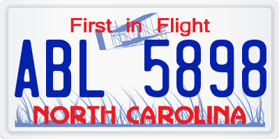 NC license plate ABL5898