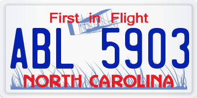 NC license plate ABL5903