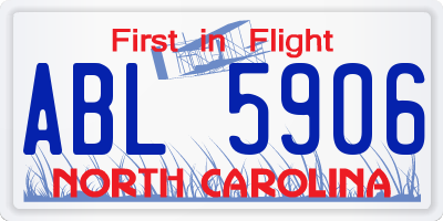 NC license plate ABL5906