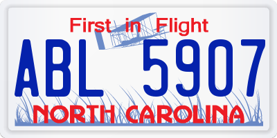 NC license plate ABL5907