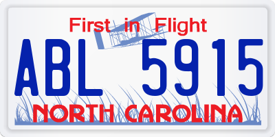 NC license plate ABL5915