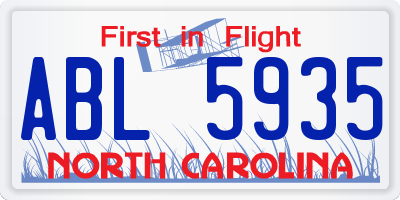 NC license plate ABL5935