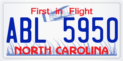 NC license plate ABL5950