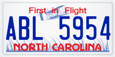 NC license plate ABL5954