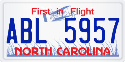 NC license plate ABL5957