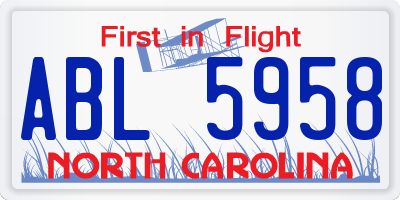 NC license plate ABL5958