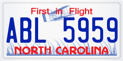 NC license plate ABL5959