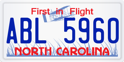 NC license plate ABL5960
