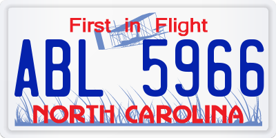 NC license plate ABL5966