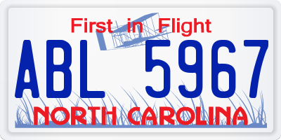 NC license plate ABL5967