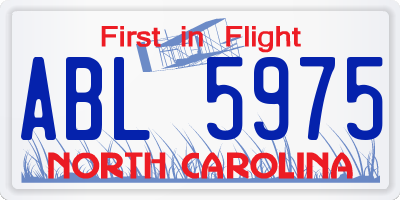 NC license plate ABL5975