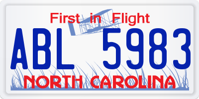 NC license plate ABL5983