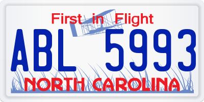 NC license plate ABL5993