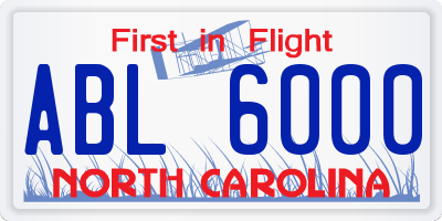 NC license plate ABL6000
