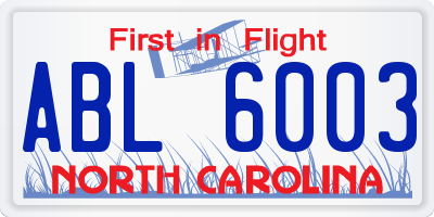 NC license plate ABL6003