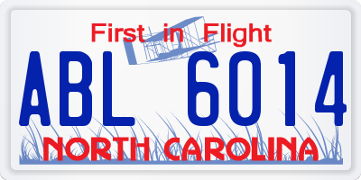 NC license plate ABL6014