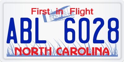 NC license plate ABL6028