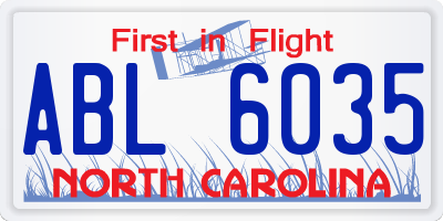 NC license plate ABL6035